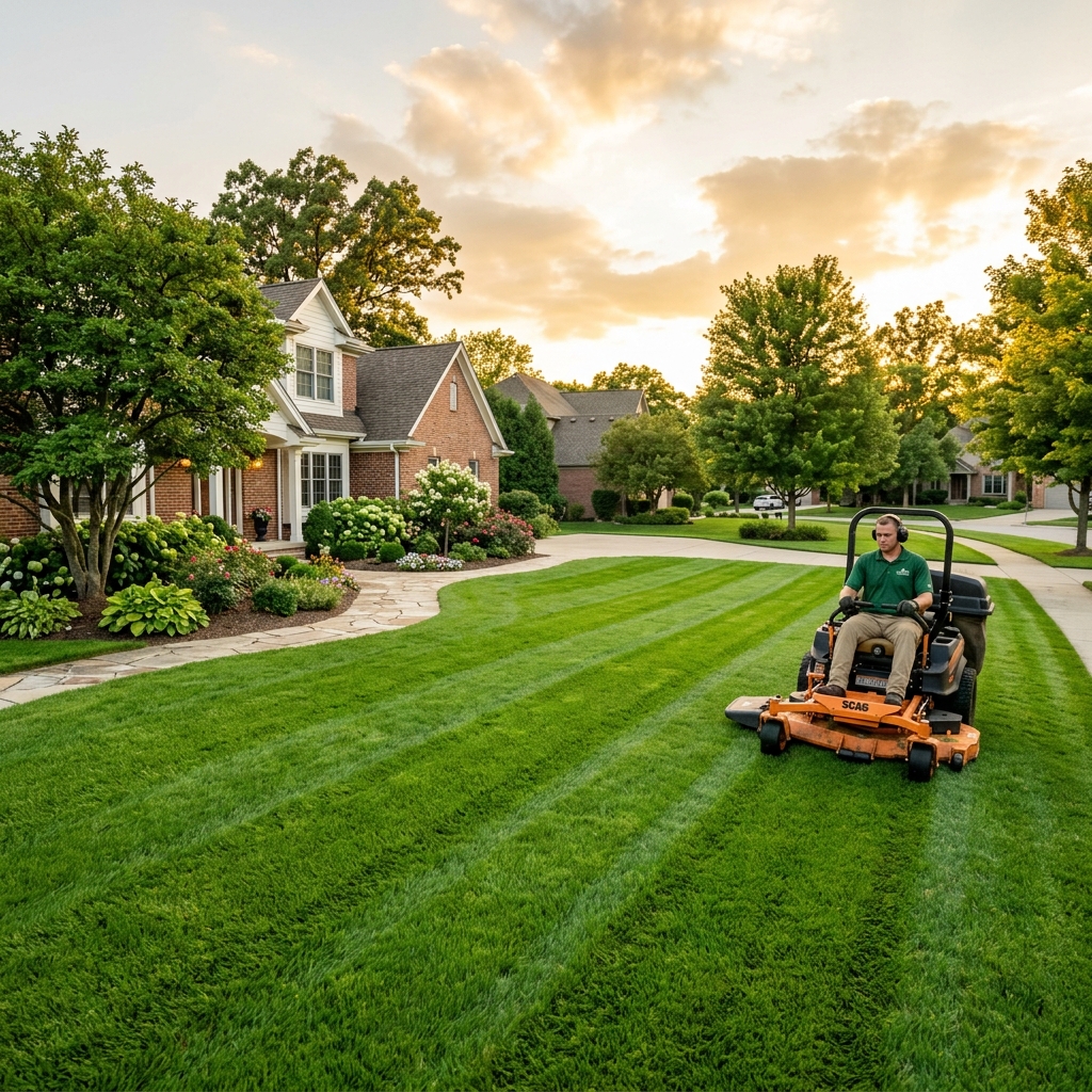 Beautifully manicured lawn by GreenEdge Lawn Care